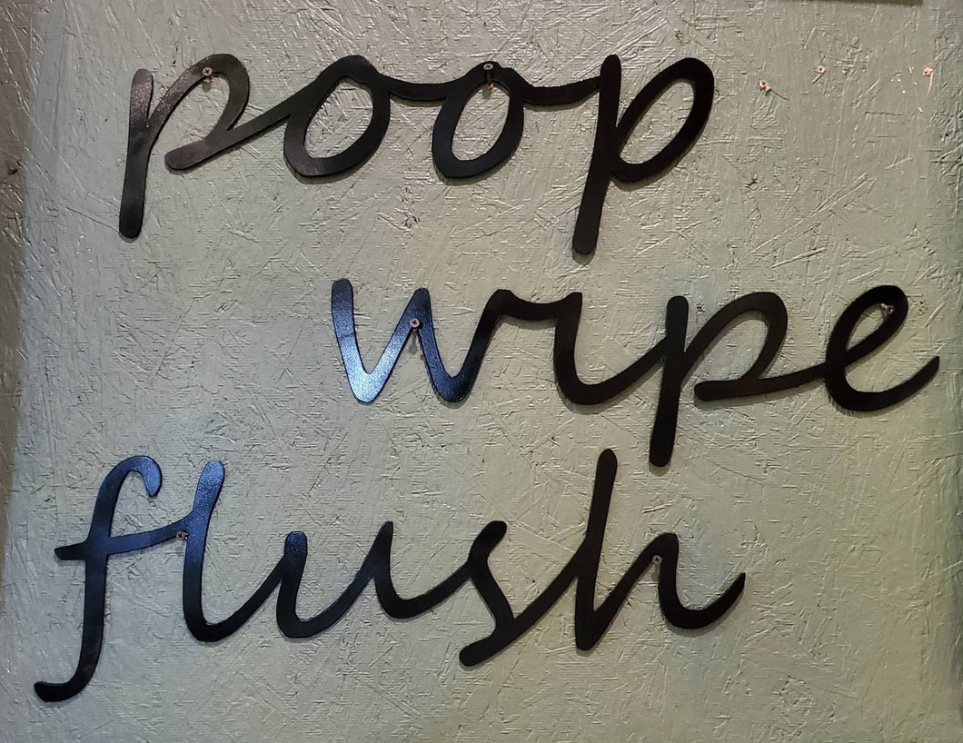 poop wipe flush bathroom wall decor, 14ga sturdy steel