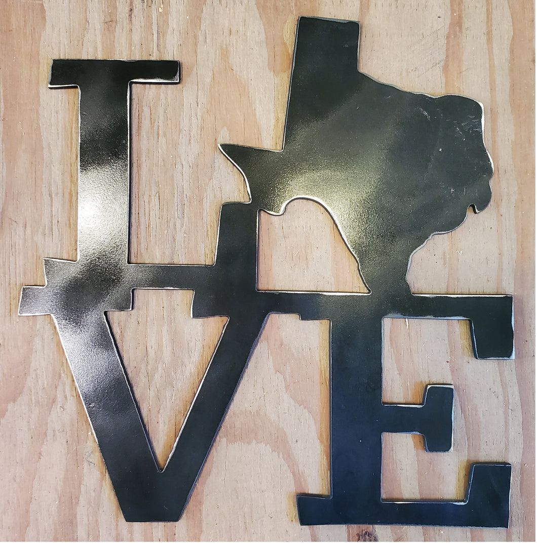 Texas Love CNC Cut Steel Sign 12