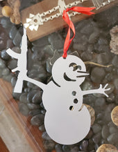 Load image into Gallery viewer, Snowman with shotgun, AK or pistol Christmas ornament
